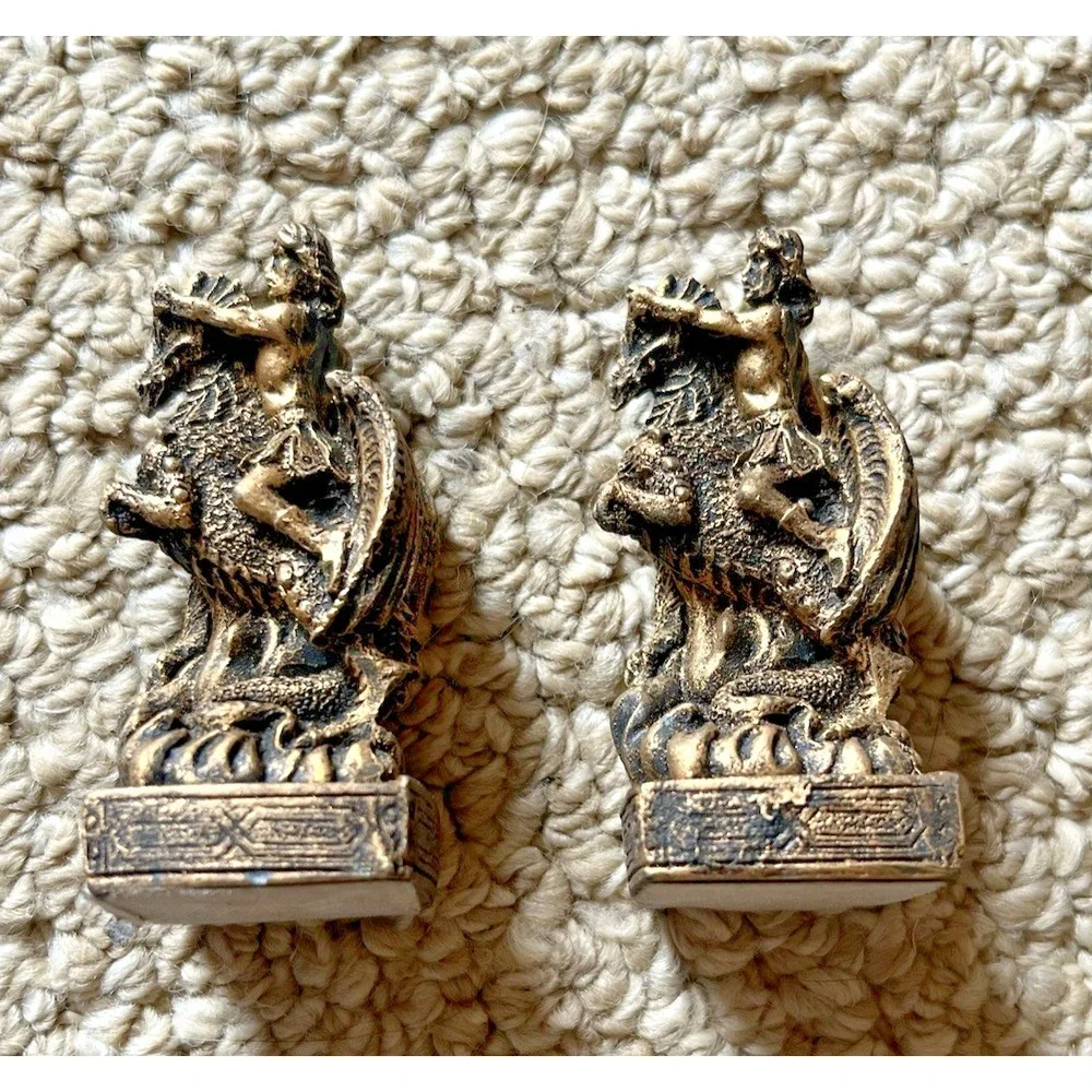 Dragon with Knight Figurine Fantasy Medieval Collectible Miniature Statue Set